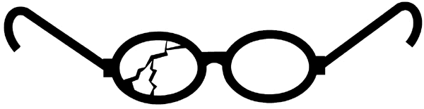 Eyeglasses with cracked lens vinyl sticker. Customize on line. Insurance 055-0053